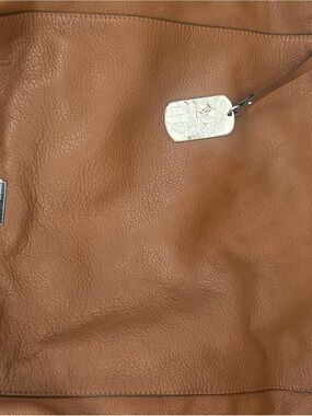 Vince Camuto Tan Leather Shoulder Bag with Silver Tag